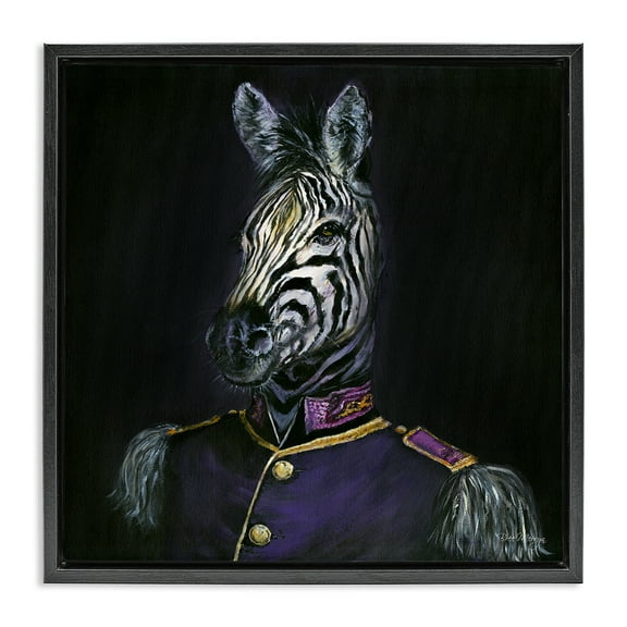 Stupell Industries Historical Coat Zebra Novelty & Humor Painting Black Floater Framed Canvas Art Print Wall Art, 18 x 18