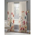 thumbnail image 4 of Red Flowers Sheer Curtains 96 Inches Long 2 Panels Plants Watercolor Floral Retro Linen Light Filtering Semi Sheer Window Curtains Drapes for Bedroom Living Room 52"x96"x2, 4 of 9