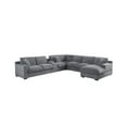 thumbnail image 2 of Celine Light Gray Chenille Sectional Rt-Facing Chaise Cupholders Charging Ports, 2 of 6