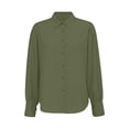 thumbnail image 4 of HLKJKLS Winter Clothing For Women Printed Long Sleeve Shirt Lapel Buttons Loose Casual Work Polyester Spandex Green S-3Xl, 4 of 5