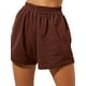 thumbnail image 2 of TRKIYQC Pantalones cortos de estilo suelto para mujer, pantalones de chándal elásticos de cintura alta de color sólido con bolsillos, negro/blanco/beige/marrón TRKIYQC perder, 2 of 5