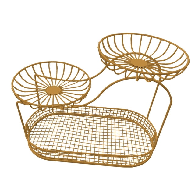 Cesta de frutas para encimera de cocina, cesta de malla metálica multiusos, organizador de 3 niveles Oro B