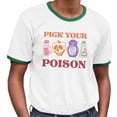 thumbnail image 2 of Pick Your Poison Ringer Tee Shirt Unisex Large White/Kelly Green, 2 of 5