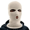 thumbnail image 2 of Weikingp Ski Mask, 3 Hole Winter Knitted Hat Outdoor Sports Full Head Cover Ski Hat Warm Knit Hat for Adult, Ski Mask for Men, Ski Mask for Women Beige, 2 of 4