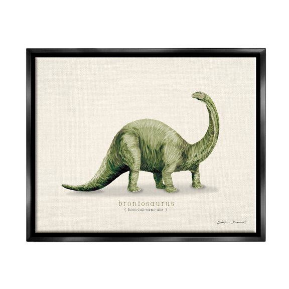 Stupell Green Brontosaurus Dinosaur Pronunciation Animals & Insects Painting Black Floater Framed Art Print Wall Art