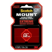 Scotch-Mount Extreme Double-Sided Mounting Strips, Black, Plastic, 1 in x 3 in, 8 Strips