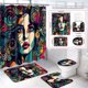 thumbnail image 1 of Futtumy - Juego de 4 cortinas de ducha para baño, juego de cortinas de ducha de poliéster con alfombras de baño, juego de baño con patrón de mujeres pintadas con cortina de ducha y juego de alfombras, 1 of 8