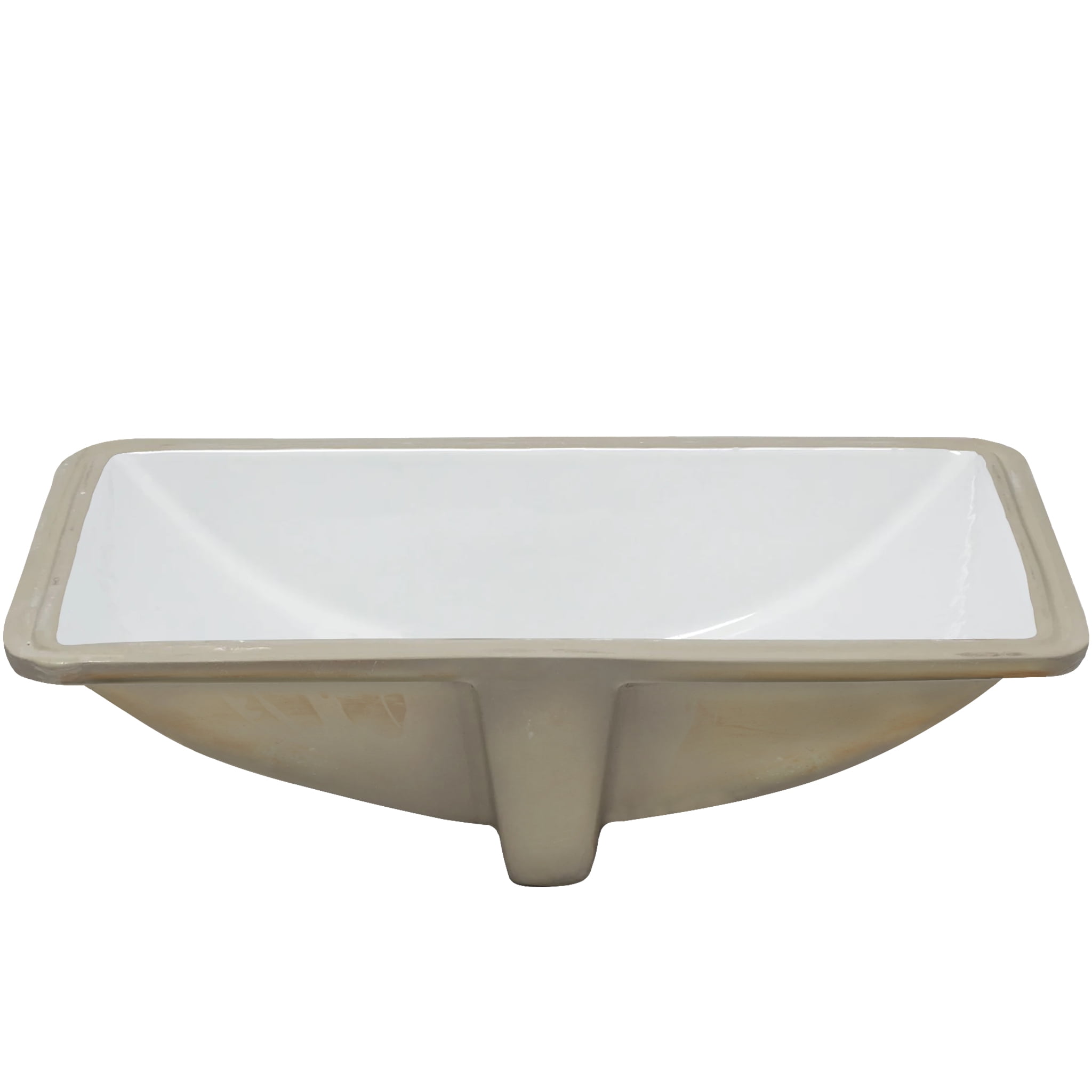 Novatto NP-U213907 Rectangular Undermount White Porcelain Sink with Overflow, 22.375-inches
