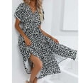 thumbnail image 4 of Zorckvet Floral Print Dresses for Women Long Trendy Tunic V Neck Fashion Flowy Womens Dress Short Sleeve, 4 of 8