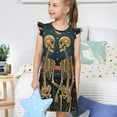 thumbnail image 4 of Fotbe Romantic Skeletons Under Moon Vestido de Dormir para Niñas de 3 a 10 Años, Mangas Cortas, Estilo Princesa, Pijama Camisón con Mangas Voladas-X-Large, 4 of 6