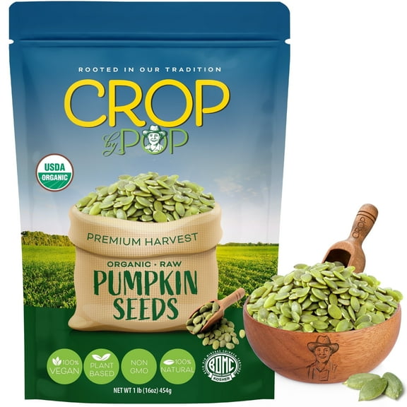 Crop By Pop - Organic Pumpkin seed USDA Organic Non GMO (16 Oz - 1 LB) All Natural, Keto, Vegan, Kosher