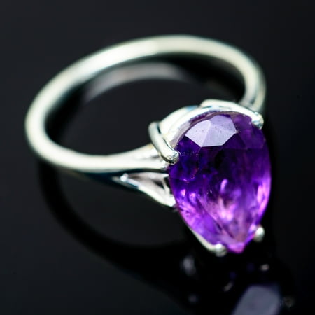 Silver Faceted Amethyst Ring Faceted Amethyst Ring Size 8 (925 Sterling Silver) - Handmade Boho Vintage Jewelry RING958675 ()