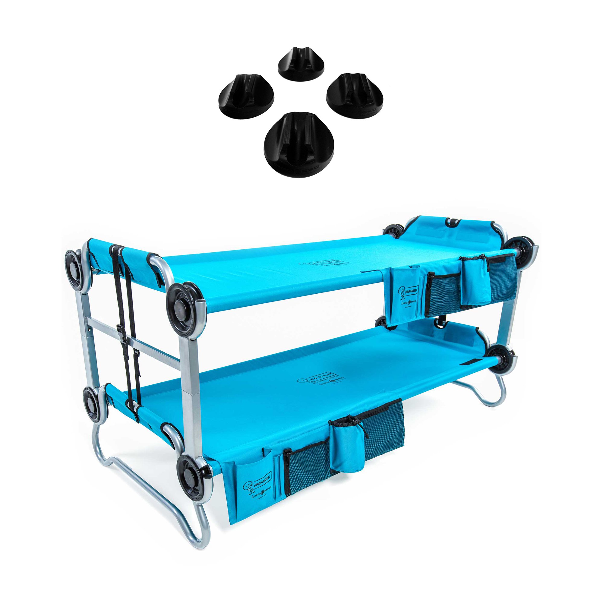 DiscOBed Youth KidOBunk Benchable Camping Cot, Teal & NonSlip Foot