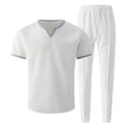 thumbnail image 4 of Mrmaere Men's Suit Set Loose Solid Pattern For Various Types Versatile Design For Multiple Occasions White XXXL, 4 of 5