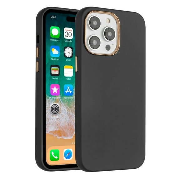 For Apple iPhone XR Classy Slick Chromed Around Hybrid Case Cover - Black