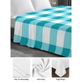 thumbnail image 6 of Turquoise Checkered Queen Size Flat Sheet, Wrinkleproof & Fadeproof Cooling Flat Bed Sheet Only, Farmhouse Buffalo Plaid Breathable Soft Bedding Top Sheets 90 x 102 Inches, 6 of 8