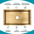 thumbnail image 4 of Strictly Sinks 32 Inch Undermount Single Bowl Kitchen Sink – Sink with Bottom Grid & Drain – Gold, 4 of 7