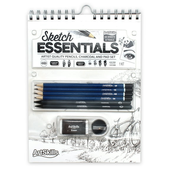 ArtSkills Sketch Essentials, Sketchbook, Pencils, & Charcoal Art Kit