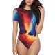 thumbnail image 1 of Balery Wolf Body de cuello redondo de manga corta para mujer Tops de manga corta Tops básicos-Large, 1 of 7