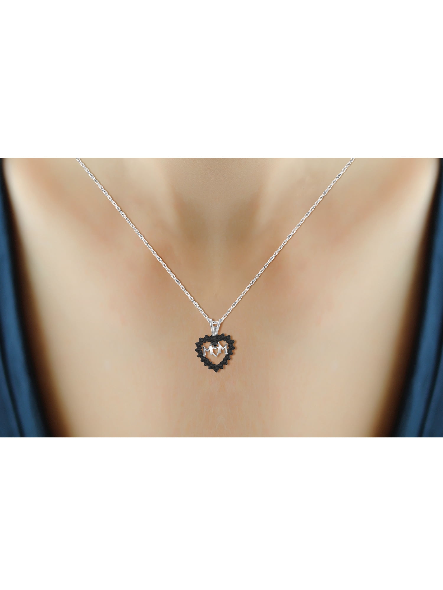 JewelersClub Black Diamond Accent Sterling Silver Mother Heart Pendant, 18"