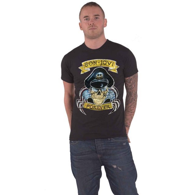 Bon Jovi - Camiseta Forever de Algodón para Adultos Unisex (Negro)