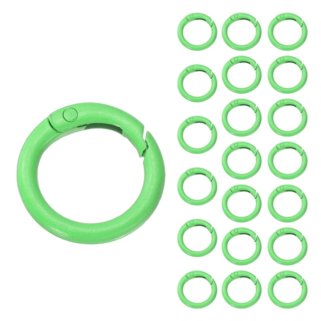 Uxcell 24 Pcs Trigger Spring O Rings, 0.6 Inch Round Snap Clip Small Welded Multi-Purpose Metal Rings, Light Green