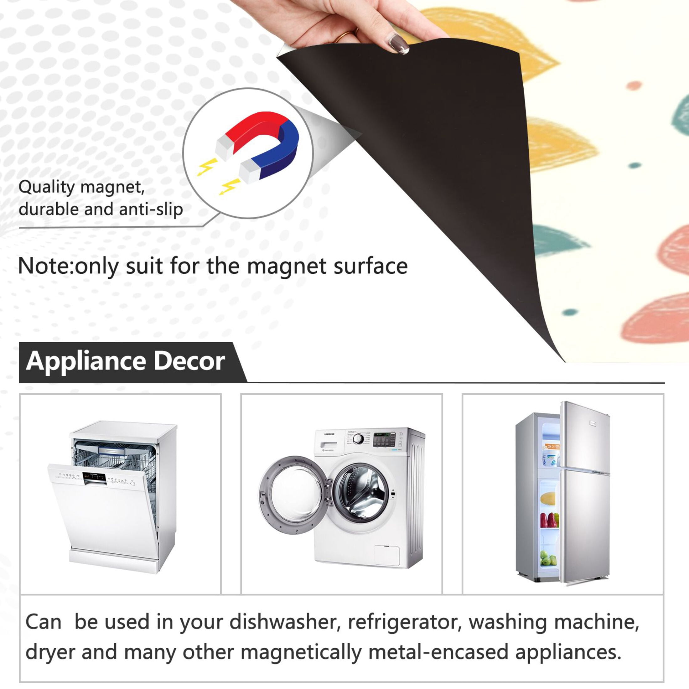 Dishwasher Magnetic Sticker 23x26 Inch Refrigerator Magnetic Sticker Washing Machine Magnetic Sticker Kitchen Panel Magnetic Sticker Home Decor Nice Heart Pattern