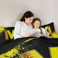 thumbnail image 5 of Manfei Boys Girls Letter Monogrammed M Full Size Comforter Sets 3-Piece,Sport Baseball Bedding Comforter Set,Graffiti Splash Lightweight Bedding Sets,Ultra Soft Home Decor,Reversible, 5 of 8