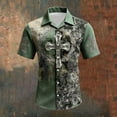 thumbnail image 2 of IWRICH Men's Hawaiian Shirt Casual Button down Short Sleeve Beach Dress Shirt for Summer Holiday 05-Dark Green XXXXXL, 2 of 3