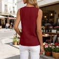 thumbnail image 4 of Pafei Tyugd Eyelet Tank Tops for Juniors Breathable Comfy Sleeveless Shirts for Women with Button Decor Casual V Neck Vacation Clothes Red M, 4 of 9