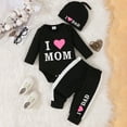 thumbnail image 2 of CAICJ98 Baby Girl Clothes Infant Newborn Mamas Outfit Gender Neutral Baby Clothes Romper Red Heart Pants Hats 3pcs Outfits Set (Black,12-18 Months), 2 of 5