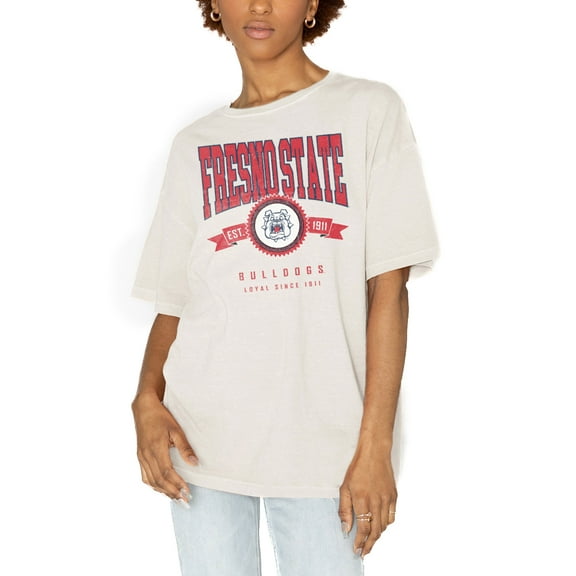 Women's Gameday Couture White Fresno State Bulldogs Get Goin' Oversized T-Shirt