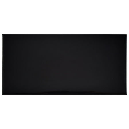 SomerTile WXR3PSGB Pente Subway Ceramic Wall Tile, 3" x 6", White/Glossy Black