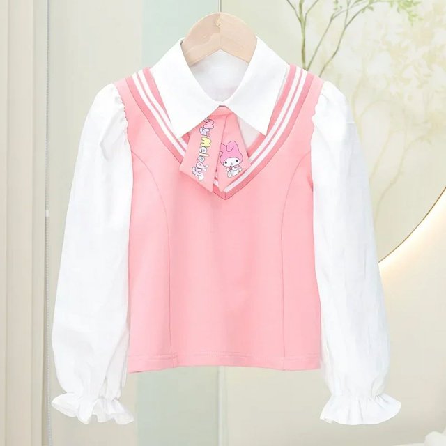 Sanrios-Chaqueta de béisbol informal para niños, conjunto de uniforme de estilo Kawaii, falda JK, Kuromi My Melody, Cinnamoroll