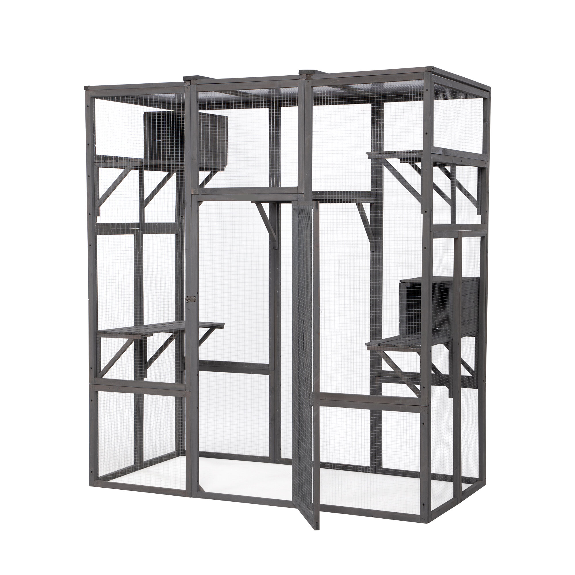 Pet Playpen, Extra Large Cat Cage - Gray, Gray Guinea Pig Cage,Wood Dog Crate, Pet Supplies Pens & Hutches Extra Large Cat Cage - Gray