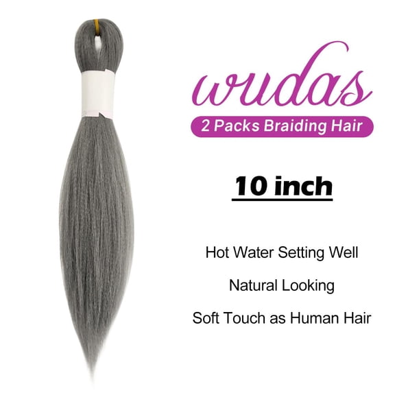 WEIF-Braiding Hair 10 Inch Short Pre Stretched Hair Straight Yaki Texture Synthetic Hair Extensions Softness (2 Packs,171#)