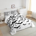 thumbnail image 4 of Erosebridal Bats Comforter King Black White Halloween Bedding Set Gothic Animal Comforter Set For Adults Men Women Horror Wildlife Quilt Duvet Insert Halloween Room Decor 2 Pillow Cases, 4 of 7