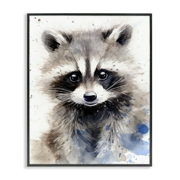 Stupell Industries Woodland Nursery Raccoon Animals Painting Black Framed Art Print Wall Art, 11 x 14