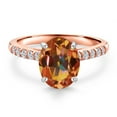 thumbnail image 3 of Gem Stone King 10K Two Tone Gold Ecstasy Mystic Topaz and Lab Grown Diamond Engagement Ring for Women | 2.20 Cttw | Gemstone November Birthstone | Oval 9X7MM, 3 of 6