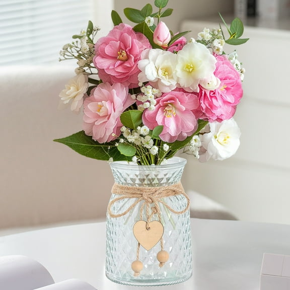 Glass Vase, Geometric Multi-Faceted Flower Vase, Modern Home Decor, Wedding Event Centerpiece, Transparent Decorative Vase for Fresh Flowers