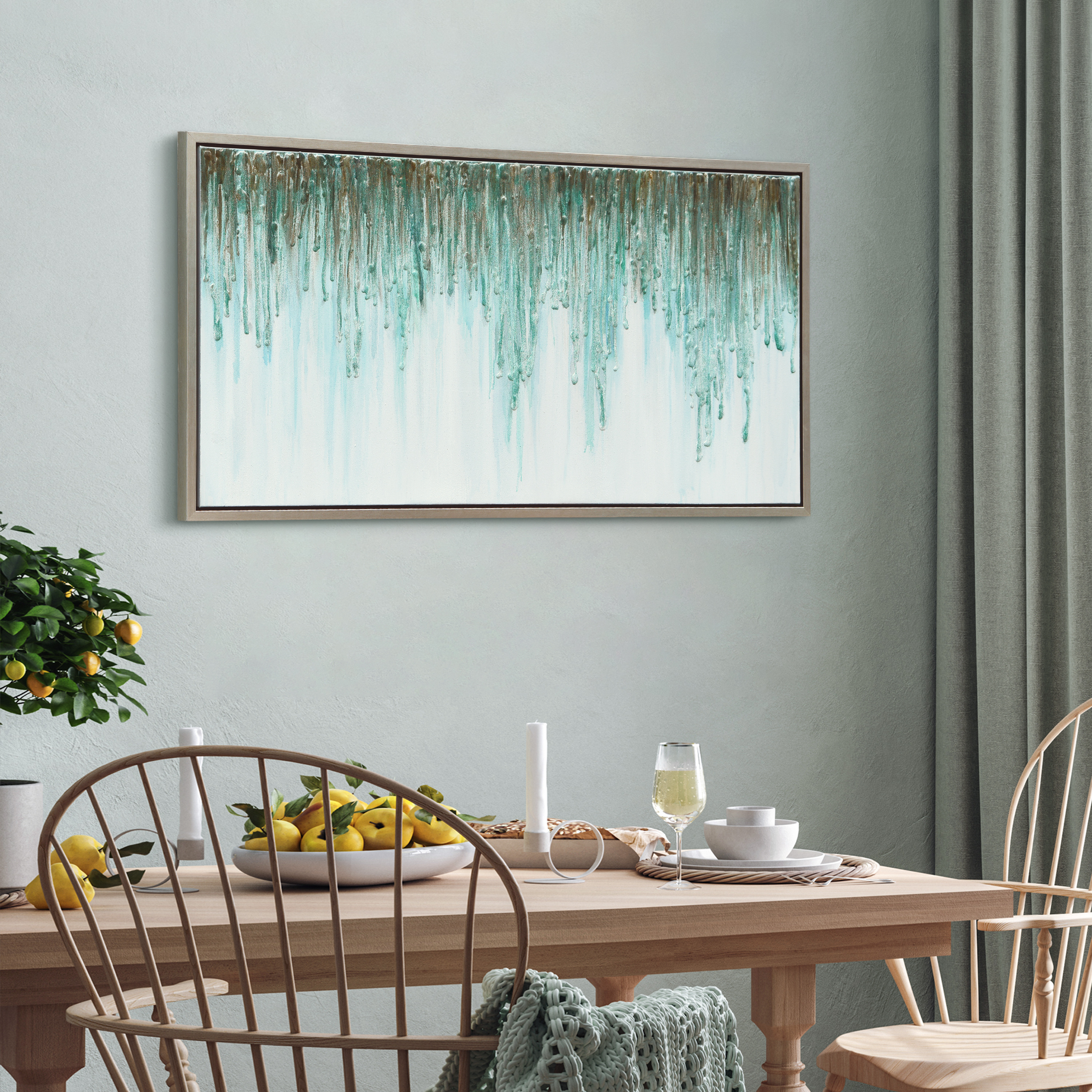 Empire Art Direct Green Frequency Textured Metallic Hand Painted Wall Art, 24" x 48" x 1.5", Ready to Hang