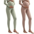 thumbnail image 2 of Fnooota Womens Maternity Leggings, Stretchy 2 Piece Thermal High Waisted Maternity Bottoms Green Size 3XL, 2 of 3