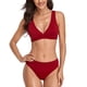 thumbnail image 1 of Trajes de baño para mujer Traje de baño de dos piezas Poliéster Correa ancha Triángulo Cuello en V Traje de baño con bandas Rojo M, 1 of 6