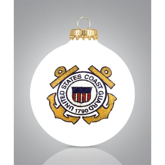 US Coast Guard Christmas Glass Ornament Made in USA USCG Decoration Patriotic