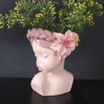 thumbnail image 2 of Maceta con forma de cabeza de flor, maceta con forma de cara, estante de escritorio, decoración nórdica, resina, regalo, arte Estilo B, 2 of 8