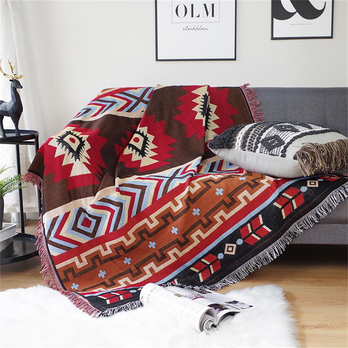 Bohemian Throw Blankets For Bed, Sofa, Outdoor. Cotton Linen Jacquard