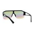 thumbnail image 2 of Mens Half Rim Flat Top Mobster Squared Shield Sunglasses Black Rainbow Mirror, 2 of 4