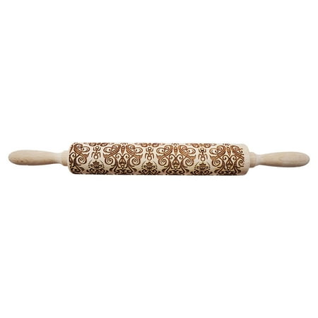 

Qepwscx Christmas Rolling Pin Engraved Carved Wood Embossed Rolling Pin Kitchen Tool Clearance
