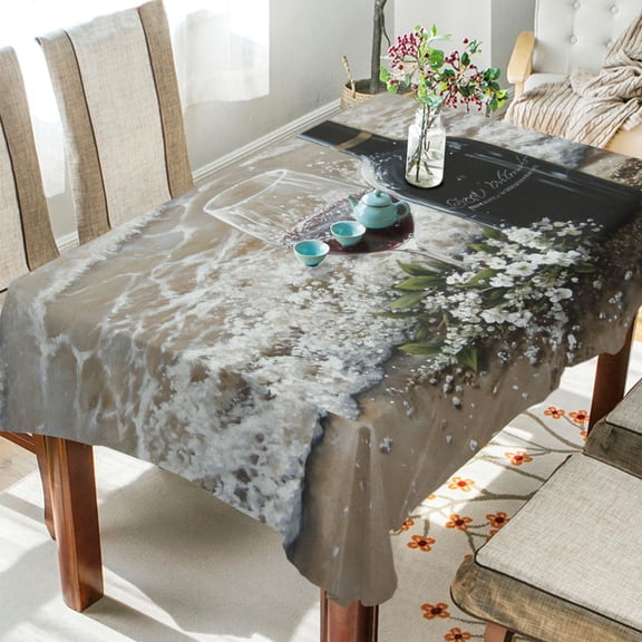 BZSMCE Square Tablecloth Red Wine by The Sea Pattern Tableclothes