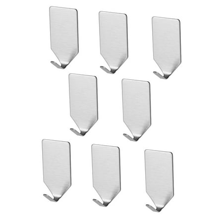 8pcs Adhesive Hook Stainless Steel Adhesive Hooks Strong Wall